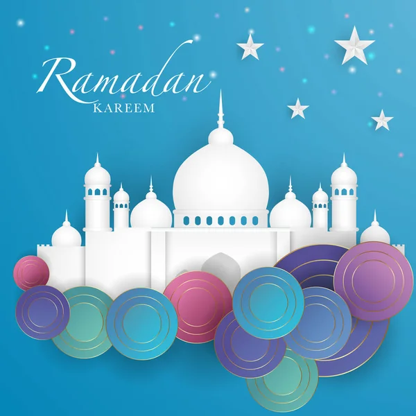 Fundo Islâmico Com Lanterna Ramadã Lua Crescente Ilustração Decoração Para — Vetor de Stock