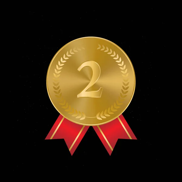 Afdeling Gouden Medailles Realistische Illustratie Tweede Plaats Medailles Met Laurierbladeren — Stockvector