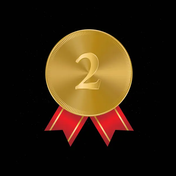 Récompense Des Médailles Illustration Réaliste Médailles Deuxième Place — Image vectorielle