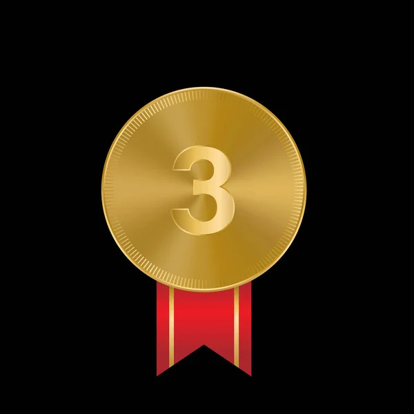 Βραβείο Χρυσά Μετάλλια Ρεαλιστική Απεικόνιση Μετάλλια Πρώτης Δεύτερης Και Τρίτης — Διανυσματικό Αρχείο