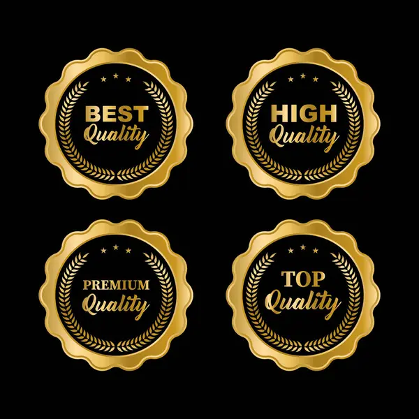 Emblemas Ouro Luxo Rótulos Produto Qualidade Premium —  Vetores de Stock