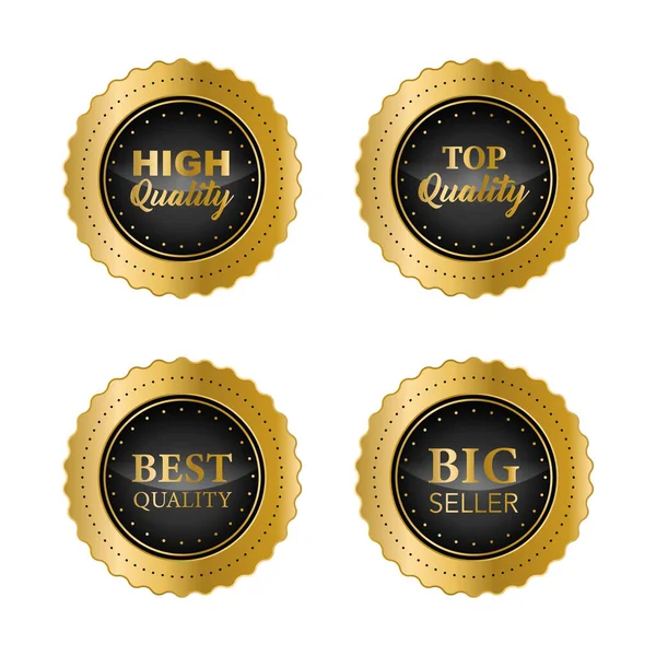 Luxury Gold Badges Labels Premium Quality Product — Stock Vector