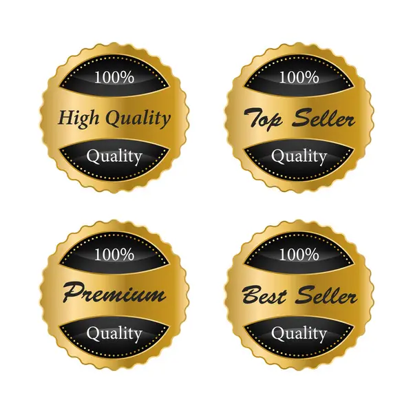 Luksusowe Złote Odznaki Etykiety Produkt Najwyższej Jakości — Wektor stockowy