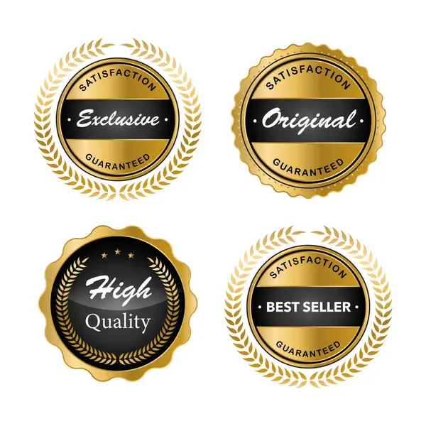 Luxe Gouden Badges Labels Premium Kwaliteitsproduct — Stockvector
