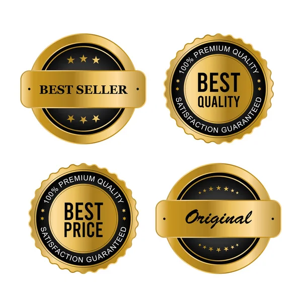 Distintivi Oro Lusso Etichette Prodotto Qualità Premium Illustrazione Vettoriale — Vettoriale Stock