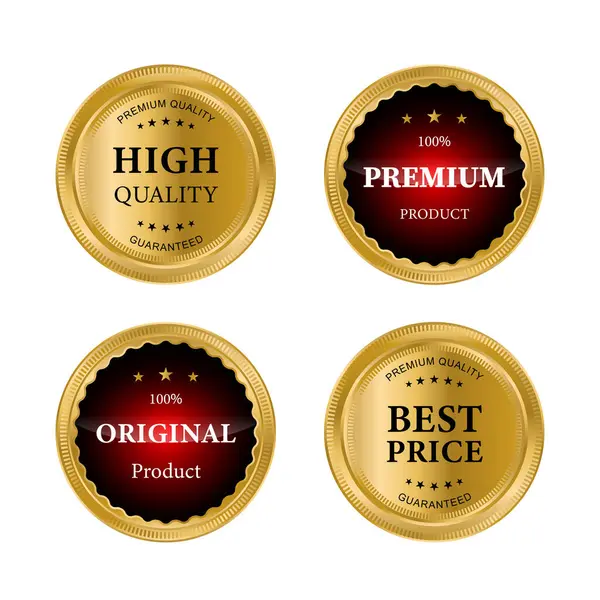Lyxiga Gyllene Sigill Märken Och Etiketter Försäljning Kvalitet Produkt Vektor — Stock vektor