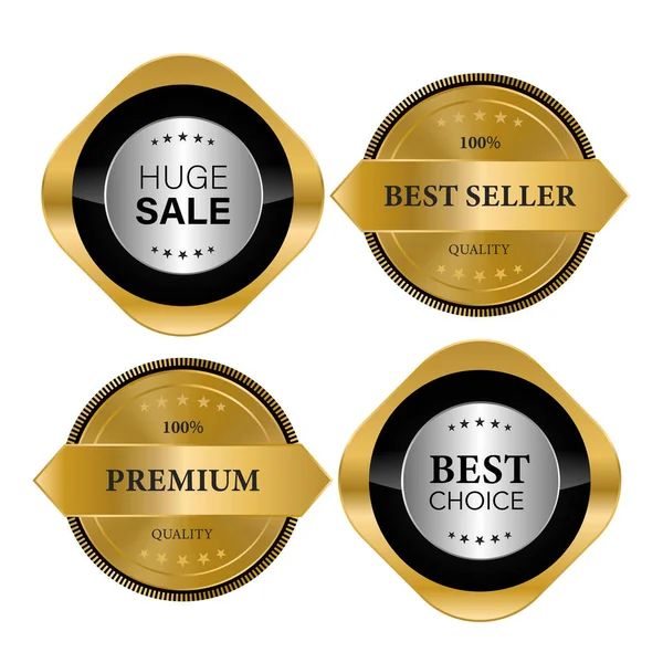 Luxe Gouden Zegel Badges Etiketten Verkoop Kwaliteitsproduct Vectorillustratie — Stockvector