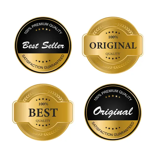 Luxe Gouden Zegel Badges Etiketten Verkoop Kwaliteitsproduct Vectorillustratie — Stockvector