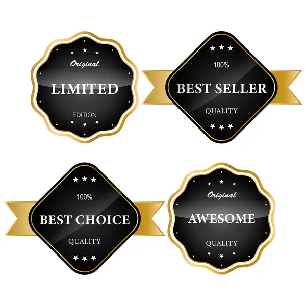 Luxe Gouden Retro Badges Collectie Vectorillustratie — Stockvector