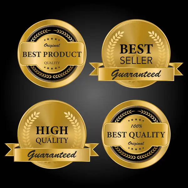 Gouden Etiketten Premium Kwaliteit Collectie — Stockvector