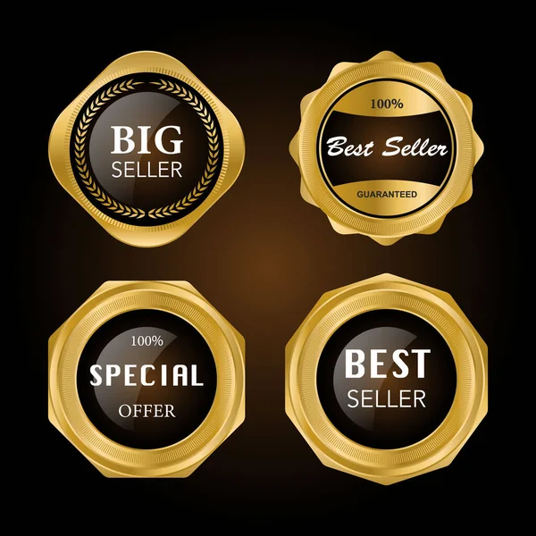 Luxury Premium Golden Badge Labels Collection — Stock Vector