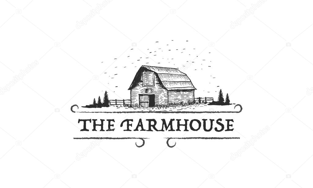 Vintage farmhouse logo design template - vector