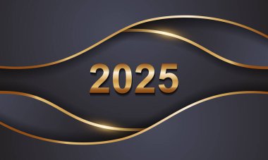 2025 Mutlu Yıllar Geçmiş Tasarımı. Tebrik kartı, Banner, Poster. Vektör İllüstrasyonu.