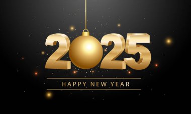 2025 Mutlu Yıllar Geçmiş Tasarımı. Tebrik kartı, Banner, Poster. Vektör İllüstrasyonu