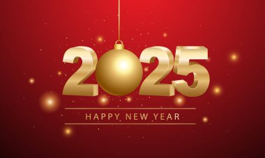 2025 Mutlu Yıllar Geçmiş Tasarımı. Tebrik kartı, Banner, Poster. Vektör İllüstrasyonu