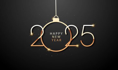 2025 Mutlu Yıllar Geçmiş Tasarımı. Tebrik kartı, Banner, Poster. Vektör İllüstrasyonu