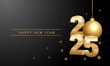 2025 Mutlu Yıllar Geçmiş Tasarımı. Tebrik kartı, Banner, Poster. Vektör İllüstrasyonu