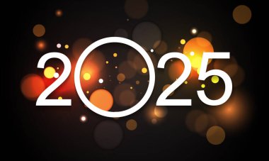 2025 Mutlu Yıllar Geçmiş Tasarımı. Tebrik kartı, Banner, Poster. Vektör İllüstrasyonu.