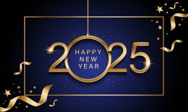 2025 Mutlu Yıllar Geçmiş Tasarımı. Tebrik kartı, Banner, Poster. Vektör İllüstrasyonu.