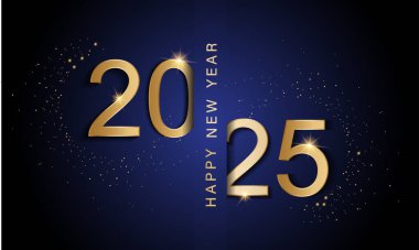 2025 Mutlu Yıllar Geçmiş Tasarımı. Tebrik kartı, Banner, Poster. Vektör İllüstrasyonu.