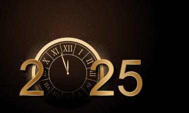 2025 Mutlu Yıllar Geçmiş Tasarımı. Tebrik kartı, Banner, Poster. Vektör İllüstrasyonu.