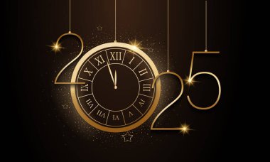 2025 Mutlu Yıllar Geçmiş Tasarımı. Tebrik kartı, Banner, Poster. Vektör İllüstrasyonu.