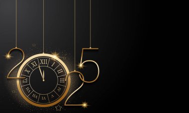 2025 Mutlu Yıllar Geçmiş Tasarımı. Tebrik kartı, Banner, Poster. Vektör İllüstrasyonu.