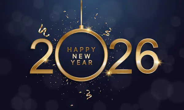 2026 Mutlu Yıllar Geçmiş Tasarımı. Tebrik kartı, Banner, Poster. Vektör İllüstrasyonu.