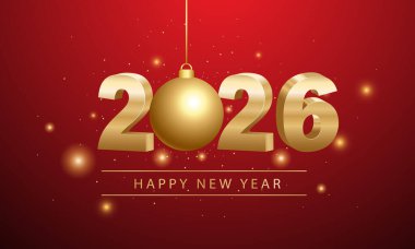 2026 Mutlu Yıllar Geçmiş Tasarımı. Tebrik kartı, Banner, Poster. Vektör İllüstrasyonu