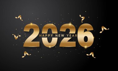 2026 Mutlu Yıllar Geçmiş Tasarımı. Tebrik kartı, Banner, Poster. Vektör İllüstrasyonu.