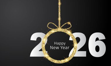 2026 Mutlu Yıllar Geçmiş Tasarımı. Tebrik kartı, Banner, Poster. Vektör İllüstrasyonu.