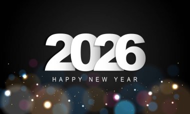 2026 Mutlu Yıllar Geçmiş Tasarımı. Tebrik kartı, Banner, Poster. Vektör İllüstrasyonu.