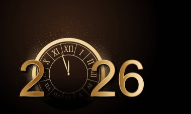 2026 Mutlu Yıllar Geçmiş Tasarımı. Tebrik kartı, Banner, Poster. Vektör İllüstrasyonu.