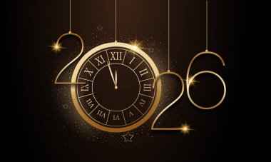 2026 Mutlu Yıllar Geçmiş Tasarımı. Tebrik kartı, Banner, Poster. Vektör İllüstrasyonu.