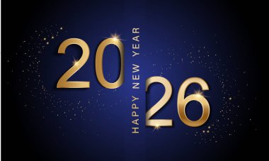 2026 Mutlu Yıllar Geçmiş Tasarımı. Tebrik kartı, Banner, Poster. Vektör İllüstrasyonu.