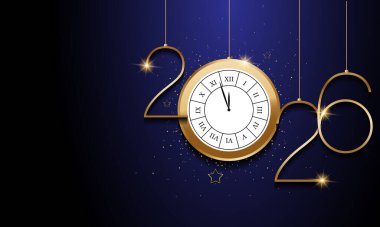 2026 Mutlu Yıllar Geçmiş Tasarımı. Tebrik kartı, Banner, Poster. Vektör İllüstrasyonu.