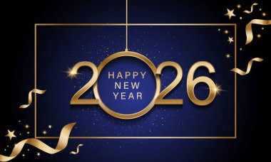 2026 Mutlu Yıllar Geçmiş Tasarımı. Tebrik kartı, Banner, Poster. Vektör İllüstrasyonu.