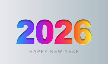 Mutlu yıllar 2026. Vektör arkaplanı. Broşür veya takvim kapağı tasarım şablonu.