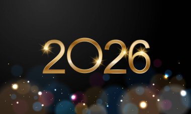 2026 Mutlu Yıllar Geçmiş Tasarımı. Tebrik kartı, Banner, Poster. Vektör İllüstrasyonu.