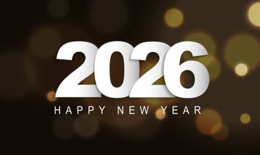 2026 Mutlu Yıllar Geçmiş Tasarımı. Tebrik kartı, Banner, Poster. Vektör İllüstrasyonu.