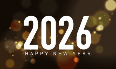 2026 Mutlu Yıllar Geçmiş Tasarımı. Tebrik kartı, Banner, Poster. Vektör İllüstrasyonu.