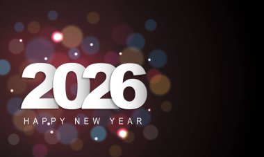 2026 Mutlu Yıllar Geçmiş Tasarımı. Tebrik kartı, Banner, Poster. Vektör İllüstrasyonu.