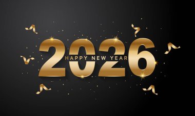 2026 Mutlu Yıllar Geçmiş Tasarımı. Tebrik kartı, Banner, Poster. Vektör İllüstrasyonu.