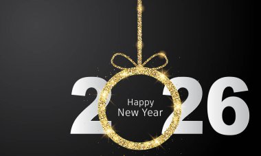 2026 Mutlu Yıllar Geçmiş Tasarımı. Tebrik kartı, Banner, Poster. Vektör İllüstrasyonu.