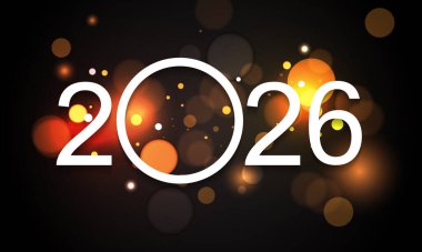 2026 Mutlu Yıllar Geçmiş Tasarımı. Tebrik kartı, Banner, Poster. Vektör İllüstrasyonu.