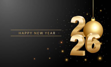 2026 Mutlu Yıllar Geçmiş Tasarımı. Tebrik kartı, Banner, Poster. Vektör İllüstrasyonu