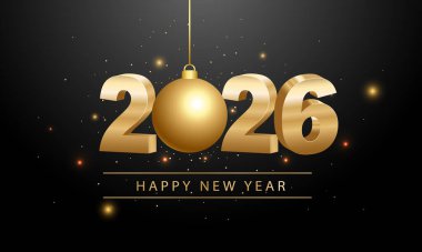 2026 Mutlu Yıllar Geçmiş Tasarımı. Tebrik kartı, Banner, Poster. Vektör İllüstrasyonu