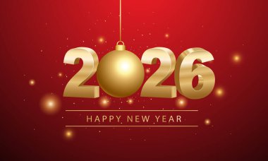 2026 Mutlu Yıllar Geçmiş Tasarımı. Tebrik kartı, Banner, Poster. Vektör İllüstrasyonu