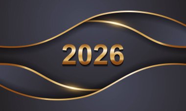 2026 Mutlu Yıllar Geçmiş Tasarımı. Tebrik kartı, Banner, Poster. Vektör İllüstrasyonu.