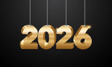 2026 Mutlu Yıllar Geçmiş Tasarımı. Tebrik kartı, Banner, Poster. Vektör İllüstrasyonu.